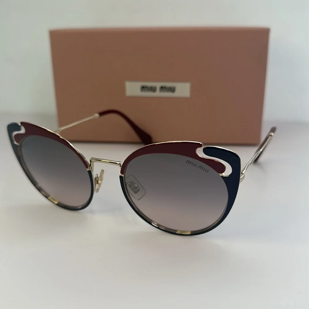 💯- New Authentic Miu Miu MU 57TS HB5GR0* 3N Metal Women Noir sunglasses - Picture 8 of 16